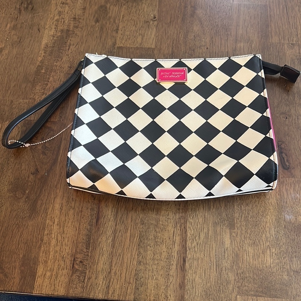 Betsey Johnson Black and White Checkered Clutch